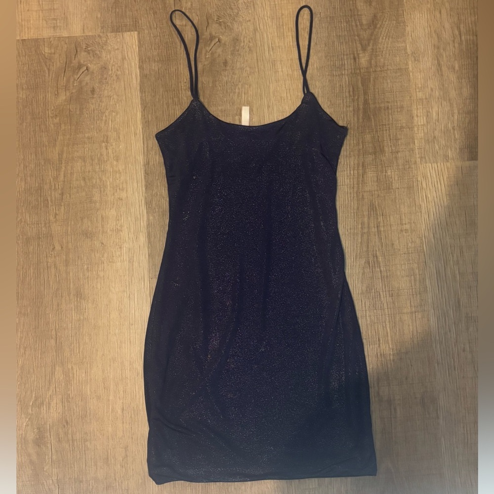 size small, Lucy in the Sky, sparkly midnight blue MINI dress